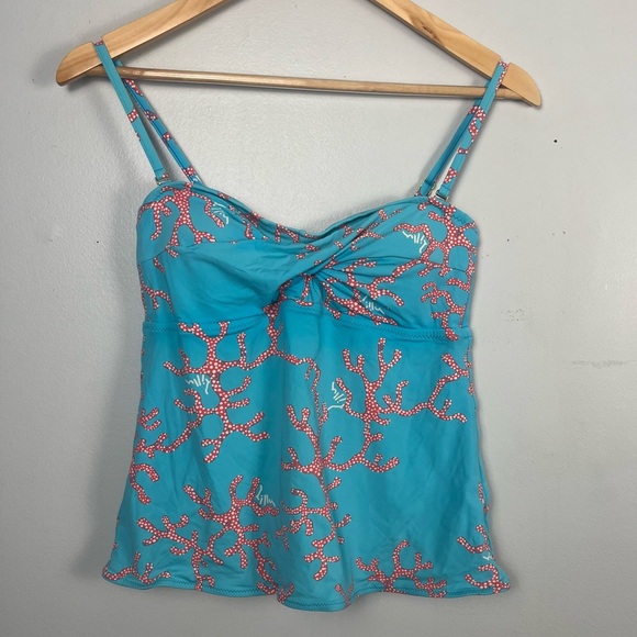 Lilly puliziter Tankini swim top Color me coral blue size small - Picture 4 of 4